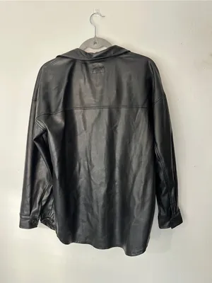 Universal Threads Black Leather Button-Front Shirt Jacket thumbnail 2
