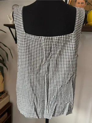 A New Day Linen Blend Black & White Gingham Tank Top thumbnail 5