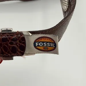 Fossil Size 38 Brown Croc Embossed Leather Concho Western Belt Equestrian Rodeo thumbnail 5