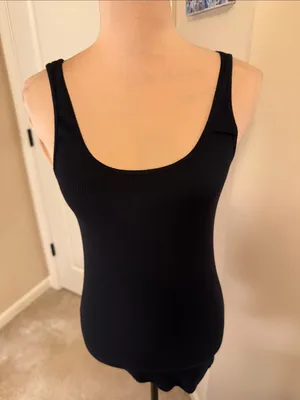 GAP Black Ribbed Scoop Neck Tank Top thumbnail 1