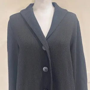 Eileen Fisher‎ Black Waffle Knit Shawl Collar Longline Cardigan Large Minimalism thumbnail 3