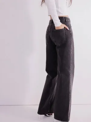 Divided by H&M Wide Leg Black Denim Jeans Size 0 thumbnail 2