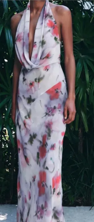 ZARA Printed Halter Dress thumbnail 1