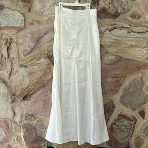Commense Satin Patchwork Split Maxi Skirt size small White thumbnail 6