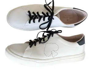 EUC Kate Spade Leather Angelise Sneakers White Black thumbnail 1