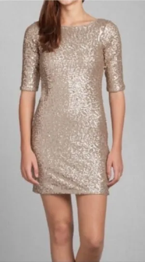 Abercrombie & Fitch Gold Sequin Bodycon Mini Dress Medium NWT thumbnail 1