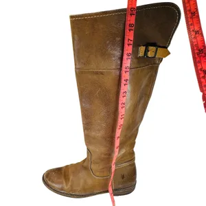 Frye Paige Tall Riding Boots Women's 9.5B Tan Leather Classic‎ Equestrian Chic thumbnail 5