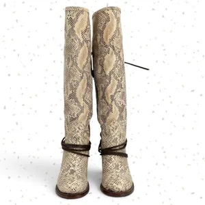 Freebird by Steven Coal White Snake Leather Lace Up Corset Heel Fall Boot Size 9 thumbnail 4
