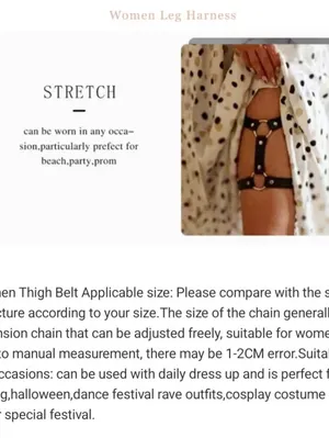 Black Leg‎ Harness Faux Leather Style With Metal Rings And Studs thumbnail 10