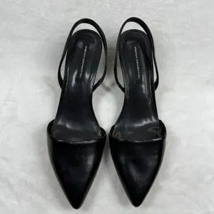 French Connection Womens Black Pointed Toe Slingback Kitten Heels Pumps Size 8.5 thumbnail 3