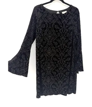 ECI Burnout Velvet Shift Dress Large Black Whimsigoth Fairy Dark Academia Witchy thumbnail 1