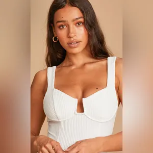 ASTR The Label White Ribbed Bustier Bodysuit Size XL thumbnail 3
