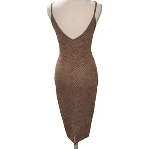 Privy Gold Mesh Padded Sequin Bodycon Keyhole Dress Party Cocktail Sleeveless XS thumbnail 3