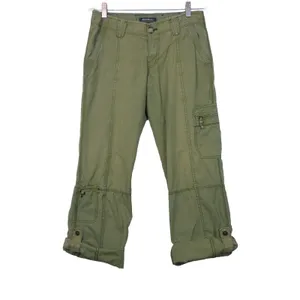 Eddie Bauer Utility Cargo Pants Womens 2 Green Roll Tab Convertible Leg Y2K thumbnail 3