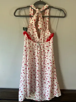 wild fable White Dress with Red Lace Trim and Red Pepper Print smal NWT thumbnail 2