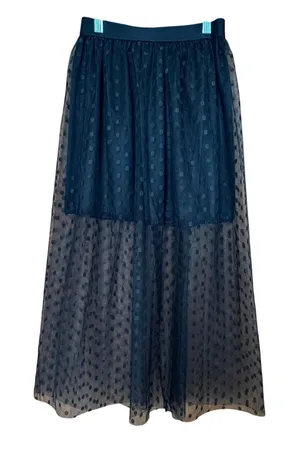 ASTR Sheer Mesh Polka Dot Tulle Maxi Skirt Small Layered‎ Whimsigoth Dark Fairy thumbnail 1
