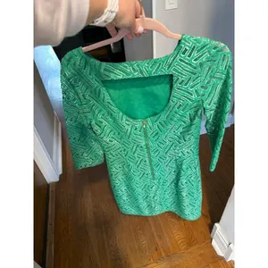 Lilly Pulitzer Blue With Gold Accents Sheath Dress-Size 4 Open Back-3/4 Sleeve!! thumbnail 3