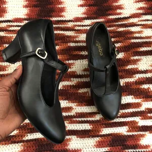 Y2K Black Gothic Preppy Whimsygoth leather t-strap maryjane dark academia loafers pumps oxfords heels schoolgirl-Size 7.5W thumbnail 2