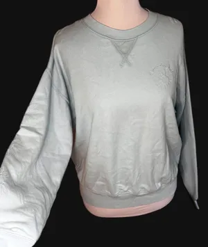 American Eagle Outfitters light blue sweatshirt with embroidered daisy design. Size - S thumbnail 5