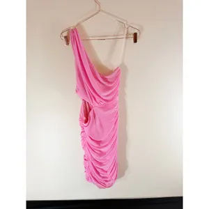 Hello Molly Mini Dress Women Size 6 Pink One‎ Shoulder Ruched Side Cutout Mesh thumbnail 12