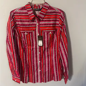 Wrangler Retro NWT Women’s pink/red tribal Button Down Shirt in size medium thumbnail 2