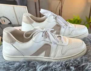MIA Size 9M Krew Court White and Cement (Tan) Low-Top Leather Sneakers thumbnail 1