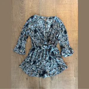 free people all the right ruffles romper floral print thumbnail 2