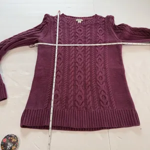 LL Bean Purple Double L Mixed Cable Cotton Crew Neck Pullover Sweater Size XS thumbnail 7