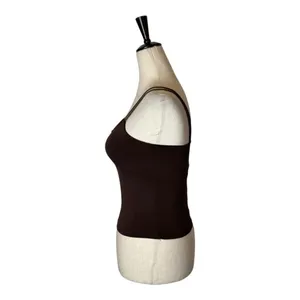 Moussy Vintage Tank Top Women XS Brown Asymmetric Strap Cut‎ Off Camisole Cami thumbnail 6
