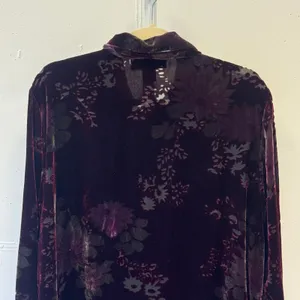 Vintage Carol Anderson California Burnout Velvet Floral Blouse Top Burgundy Lg thumbnail 5