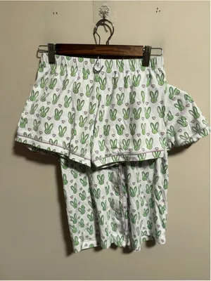 Roller Rabbit Mint Love Bunnies Polo Short PJ Pajama Set- Size P Petite XXS XS thumbnail 7