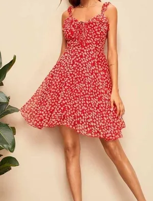 ✨HP✨Ditsy Floral Tie Neck Ruffle Trim Cami Dress✨ thumbnail 1
