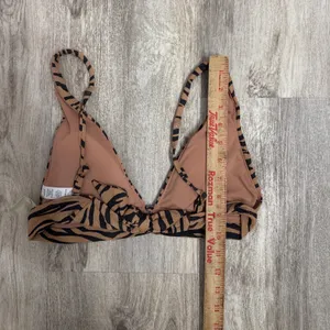 Aerie Tiger Print Triangle Bikini Top Tan Black Tie Back Size‎ Medium NWT thumbnail 5
