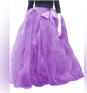 🆕 WDPL Women's A-Line Tulle Strips Ruffles Tutu Ball Gown Skirts thumbnail 2