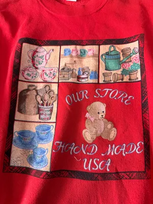 Vintage Retro Handmade in the USA Teddy Bear Coquette Girl Crewneck Sweatshirt thumbnail 2
