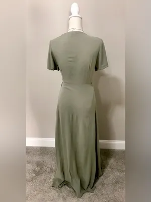 Lulus Much Obliged Washed Olive Green Wrap Maxi Dress thumbnail 8