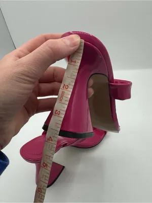 Steve Madden Renie Hot Pink Patent‎ Toe Loop Flared Block Heel Sandals size 7 thumbnail 3