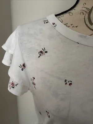 C&C California Large White Tee with Pink and Brown Floral Print thumbnail 2