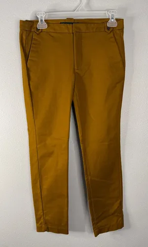 Zara Basic Ankle Pants - Mustard Brown - Size 4 thumbnail 1