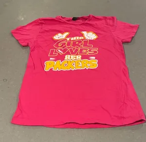 Gildan Girl Loves Her Packers T Shirt‎ Pink Football Fan Womens small medium thumbnail 1
