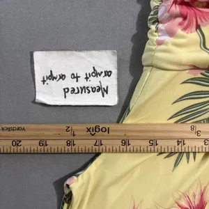 IMAN Maxi Dress Size Medium Petite Yellow Tropical Floral Summer Vacation Resort thumbnail 10