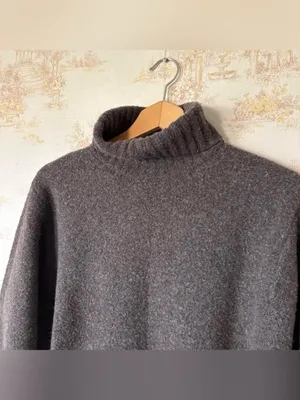 Vintage 90s Eddie Bauer Gray Merino Wool Turtleneck Sweater M thumbnail 5