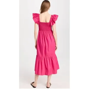 Anthropologie o.p.t Tuscany Dress Size Medium‎ Magenta Cotton Midi thumbnail 2