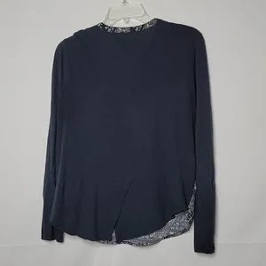 Lucky Brand long sleeve blue half button down boho paisley top size Medium thumbnail 5