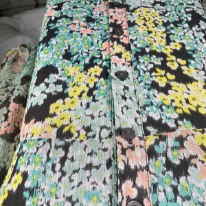 LOFT‎ Size 4 Floral Midi Dress Grey Pastel Button Front Sheer Lined Long Sleeve thumbnail 7