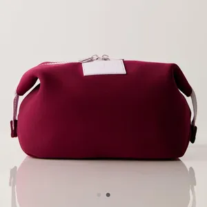 NEW free people maroon purple qutumn cosmetic / makeup bag with clip detail Travel vacation thumbnail 2