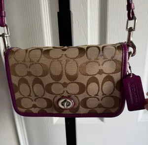 Coach Legacy Signature Penny Small Khaki/Berry Crossbody Bag thumbnail 3