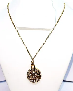 Handmade Gold-Tone Skeleton Engraved Pendant Necklace thumbnail 1