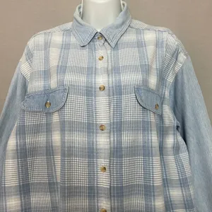 Vintage 90s Paris Sport Club Button Down Shirt FLAWS Women Large Plaid Grunge‎ thumbnail 3