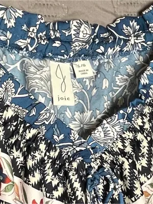 Joie Floral Crop Top Large Blouse ~ Boho Puff Sleeve Top ~ New thumbnail 2